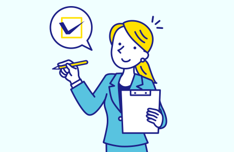 A woman taking a survey